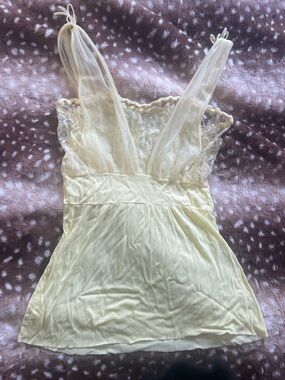 Vintage yellow lingerie babydoll lace top